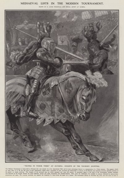 Středověké seznamy v moderním turnaji (litho) od Richard Caton II (after) Woodville
