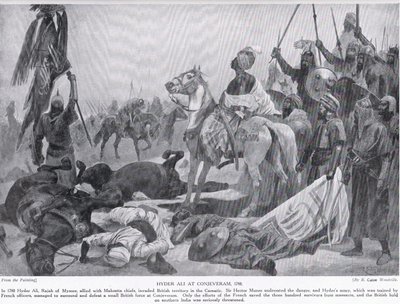 Hyder Ali v Conjeveramu v roce 1780, ilustrace z Hutchinsons History of the Nations od Richard Caton Woodville