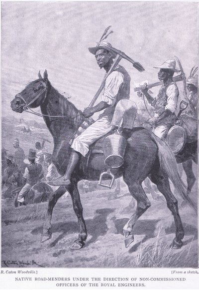 Native road menders, z After Pretoria: The Guerilla War vydané Harmsworth Bros Limited, 1901 od Richard Caton Woodville