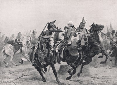 The Attack on Sir Ralph Abercrombie by French Dragoons, ilustrace z 