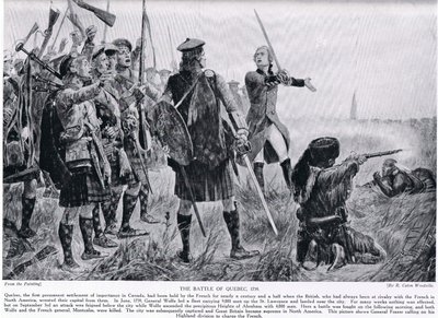 Bitva o Quebec, 1759, ilustrace z „Hutchinsonova příběhu britského národa“, kolem roku 1923 od Richard Caton Woodville