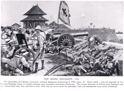 Boxerské hnutí, ilustrace z „Hutchinsonových dějin národů“, kolem roku 1910 od Richard Caton Woodville