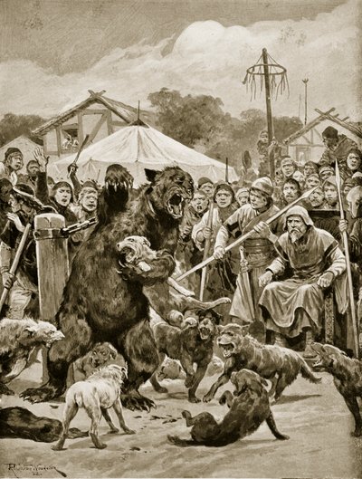 Bear Baiting in Saxon Times, ilustrace z 