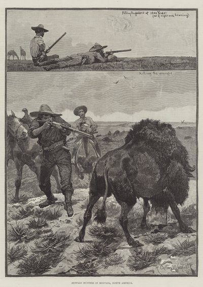 Lovci bizonů v Montaně, Severní Amerika od Richard Caton Woodville junior