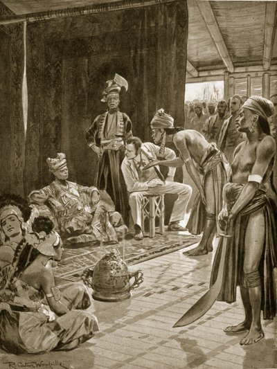 Sir James Brooke na Borneu, 1842, ilustrace z 