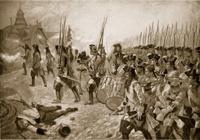 Bitva u Blenheimu: Útok na vesnici, ilustrace z knihy "Hutchinson