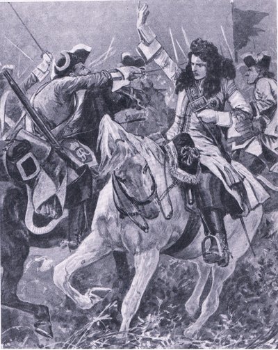 Bitva u Malplaquet, 11. září 1709, ilustrace z britských bitev na souši a na moři, 1915 od Richard Caton Woodville junior
