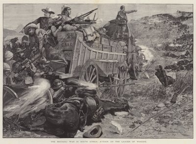 Válka Matabili v Jižní Africe, Útok na Laager of Wagons od Richard Caton Woodville junior
