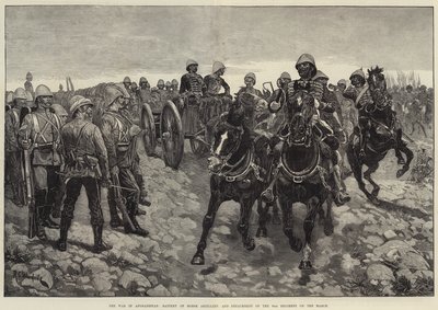 Válka v Afghánistánu, baterie koňského dělostřelectva a odřad 66. pluku na březen od Richard Caton Woodville junior