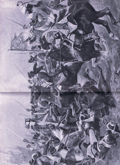 Jezdecký konflikt v bitvě u Ramilles, 3. května 1706, ilustrace z britských bitev na souši a na moři, 1915 od Richard Caton Woodville junior