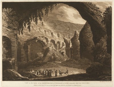 Pohled do vnitřku amfiteátru Vespasion v Římě, který se běžně nazývá Colosseo od Richard Cooper the Elder