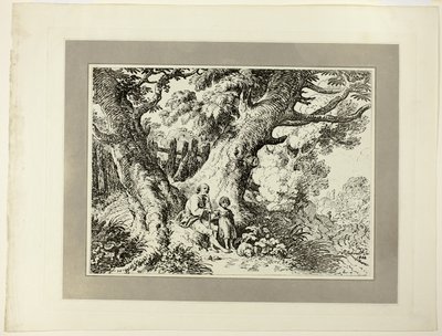 Staré stromy se starým mužem, dívkou a psem, z prvního čísla Specimens of Polyautography od Richard Corbould