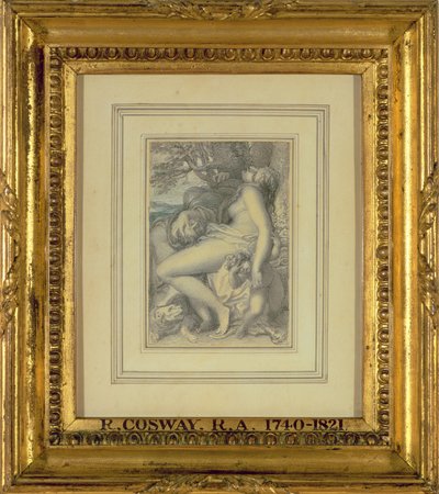 Mars odpočívá v klíně Venuše, kolem 1805-15 (wc přes tužku na papíře) od Richard Cosway