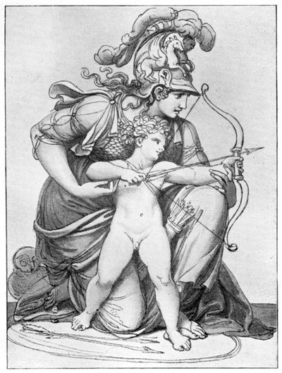 Minerva řídí Amorův šíp, konec 18.-začátek 19. století 1912. od Richard Cosway