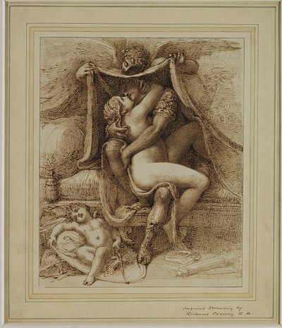 Venuše a Mars, cca 1790 (pero a hnědý inkoust na papíře) od Richard Cosway
