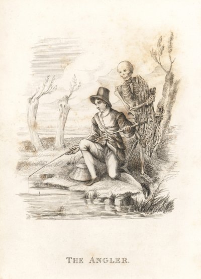 Kostra Smrti a rybář. ,1827 (rytina) od Richard Dagley