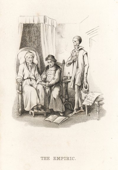 Kostra Smrti a šarlatánský doktor. ,1827 (rytina) od Richard Dagley