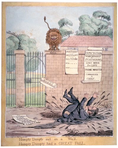 „Humpty Dumpty seděl na zdi...“, 1821 od Richard Dighton