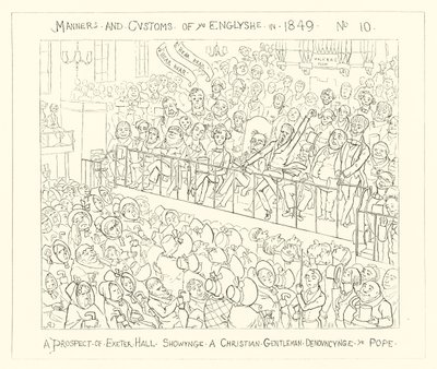 1849, Vyhlídka na Exeter Hall s křesťanským gentlemanem odsuzujícím papeže od Richard Doyle