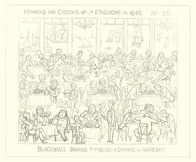 1849, Blackwall ukazuje veřejné stolování na vábničku od Richard Doyle