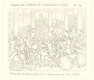 1849, Veřejnost o svém vzrušení z vystoupení slečny Lindové od Richard Doyle