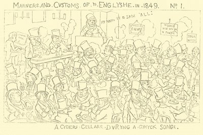 Jablečný sklep během komické písně (rytina) od Richard Doyle