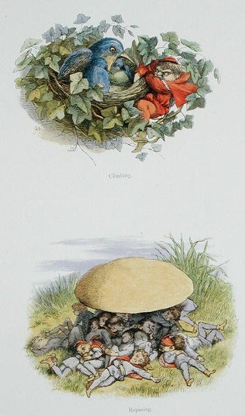 Šplhání a odpočinek, ilustrace z knihy "V pohádkové zemi: Allinghama a Andrewa Langa (barevná litografie). od Richard Doyle
