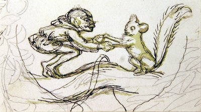 Goblin a veverka (pero, tužka a mytí na papíře) od Richard Doyle