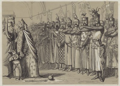 Jindřich III. na zasedání parlamentu (akvatinta) od Richard Doyle