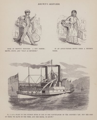 Stránka z The American Tour of pánů Brown, Jones a Robinson (rytina) od Richard Doyle