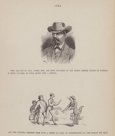 Stránka z The American Tour of pánů Brown, Jones a Robinson (rytina) od Richard Doyle