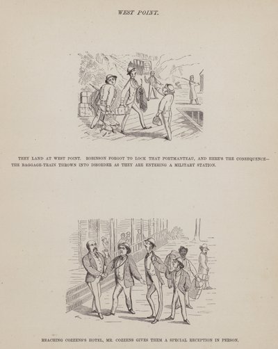 Stránka z The American Tour of pánů Brown, Jones a Robinson (rytina) od Richard Doyle