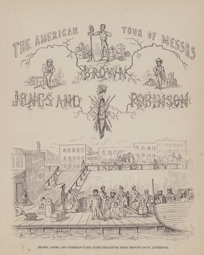 Stránka z The American Tour of pánů Brown, Jones a Robinson (rytina) od Richard Doyle