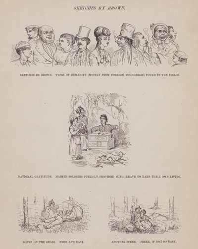 Stránka z The American Tour of pánů Brown, Jones a Robinson (rytina) od Richard Doyle