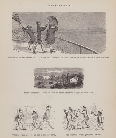 Stránka z The American Tour of pánů Brown, Jones a Robinson (rytina) od Richard Doyle