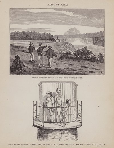 Stránka z The American Tour of pánů Brown, Jones a Robinson (rytina) od Richard Doyle