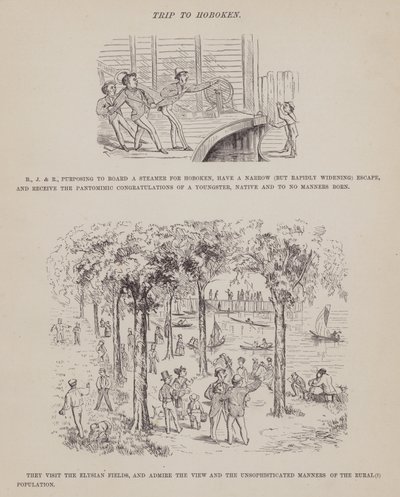 Stránka z The American Tour of pánů Brown, Jones a Robinson (rytina) od Richard Doyle