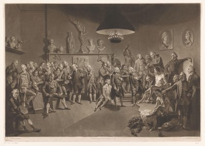 Členové Královské akademie v interiéru s nahým mužským modelem, 1768 od Richard Earlom