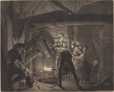 Železná kovárna od Richard Earlom after Joseph Wright