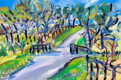 Walking up the Road, 2021 (olej na plátně) od Richard Fox