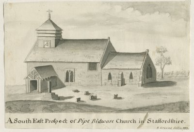 Pipe Ridware Church: sépiový obraz, 1777 od Richard Greene