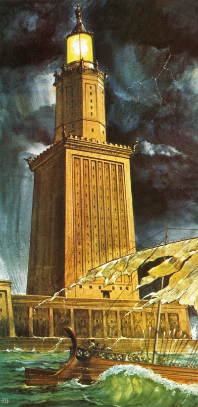 Alexandrijský Faros neboli maják (litografie) od Richard Hook