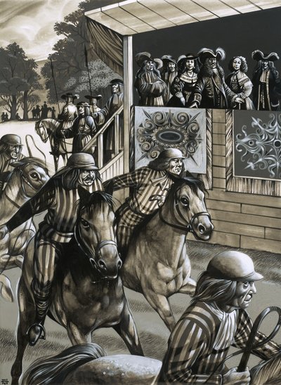 Karel II. a jeho přítelkyně si užívají den na dostizích v Newmarketu od Richard Hook