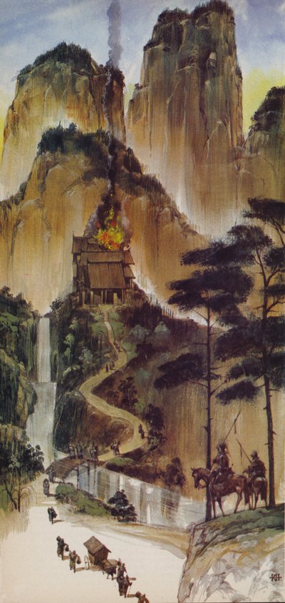 Čínské kláštery (barevná litografie) od Richard Hook