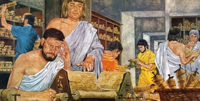 Učenci při práci v proslulé alexandrijské knihovně od Richard Hook