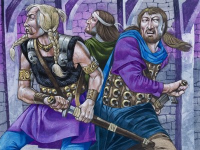 Sir Galahad spolu s Percivalem a Borsem od Richard Hook