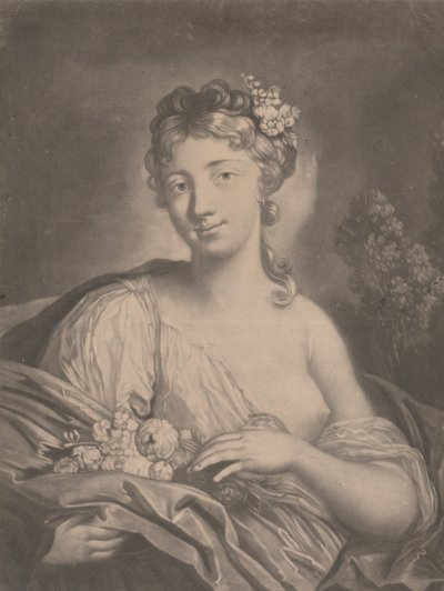 Jaro: Mladá žena držící květiny v plášti, 1775. od Richard Houston