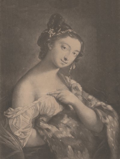 Zima: žena držící strakatý kožešinový plášť, 1775. od Richard Houston