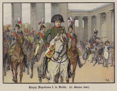 Napoleon vjíždí do Berlína, 27. října 1806 (barevné lito) od Richard Knotel