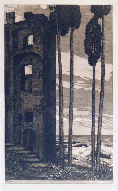 Ruiny u moře (lept a akvatinta) od Richard Mueller